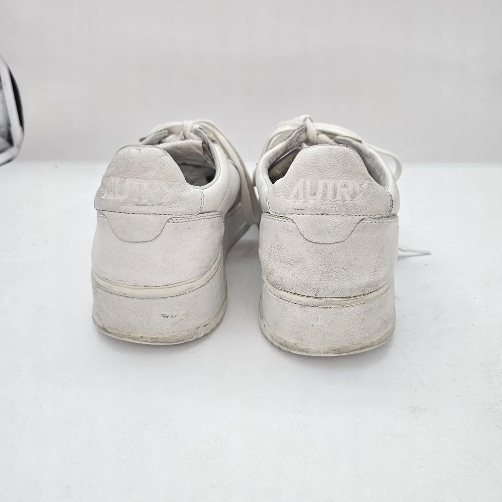 Autry Medalist Low Top Distressed Vintage Leather Sneakers White EU45 US11.5-12